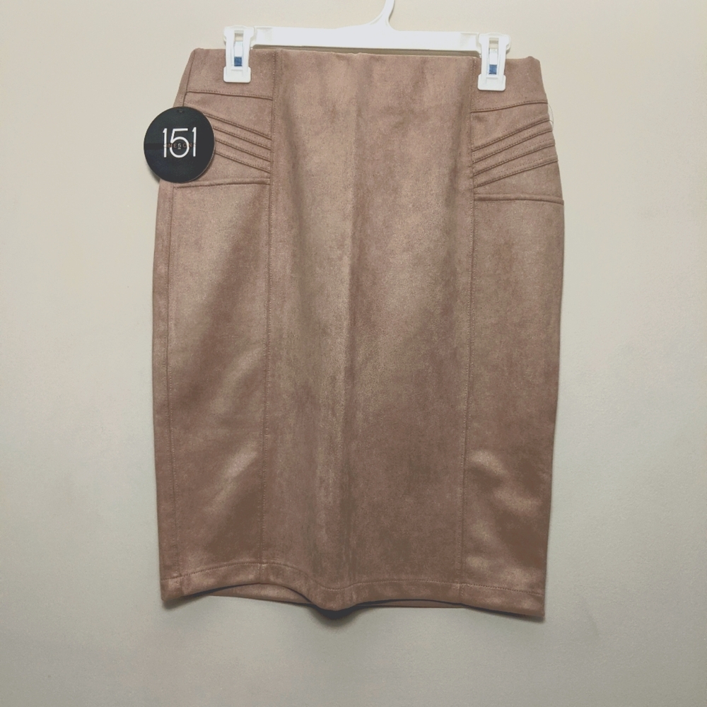Dusty Rose Pencil Faux Suede Stretch Skirt M